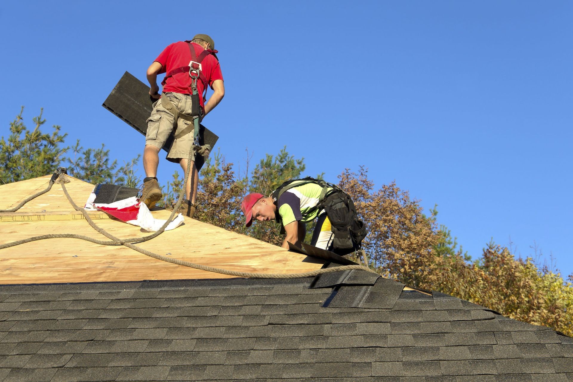 Expert Tampa roofers removing old roofing materials and preparing for a roof replacement on a residential home